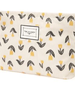 Jesustree Trousse de Toilette Voyage Floral Motif Velours Côtelé pour Femme