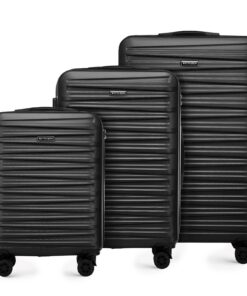 WITTCHEN Skyspeed Line Set de 3 Valises de VoyageABS Noir Trolley Bagages à Main 4 Roues Poignée Télescopique Serrure à