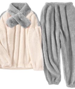 RITOSTA Pyjama Femme Hiver Polaire Chaud et Doux Manche Longue avec Poches Écharpes Global Recycled Standard