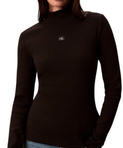 Calvin Klein T-Shirt Femme Manches Longues Knit Turtleneck Col Roulé