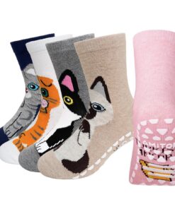 Chaussettes Antidérapantes Putuofille: Enfant Fille | Coton | Sport | Cadeau | 2-14 ans | 5 Paires