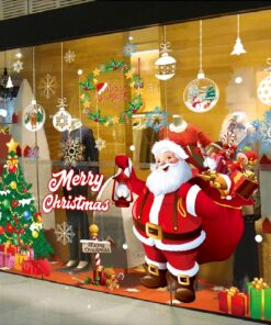 RITOSTA Noël Autocollant Fenetre Décoration Noël Grand Père Noël Stickers Noël Reutilisable Double Face DIY Decoration d