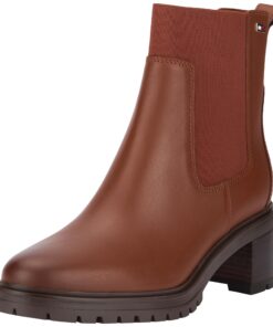 Tommy Hilfiger Bottines Chelsea Femme Mid Heel en Cuir + Taille 38 + Chic et confortable + Idéale pour l'hiver + Design