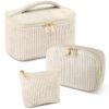 Trucs de Maquillage Aucuu, Lot de 3 Truques Maquillage en Velours Côtelé, Sac de Maquillage Femme, Cosmétique Voyage Fem