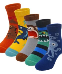 Chaussettes Enfant Garçon Fantaisie Animaux Rigolotes 2-12 Ans 5 Paires