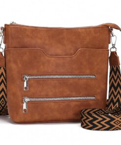 Glintify Sac à Main Femme Bandoulique En Cuir Végétal With Large Amovible et Réglable Sangle - Pour Femme - Coloris Beig