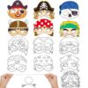 Hifot DIY Pirate Masque Enfant, Masques Pirate à Colorier pour Enfants, Blanche Masques à Colorier pour Cosplay Activité