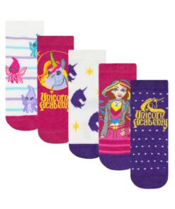 Chaussettes unicornes fille Unicorn Academy 5 packs sans couture | Chaussettes licorne fille hit US market