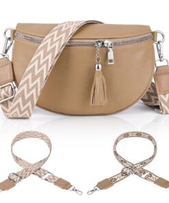 Sac à bandoulière Gerbala en cuir vrai pour femme - Pratique pour les voyages - Sac à bandoulière en cuir véritable Gerb