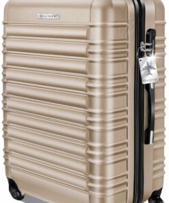 KESSER Valise de voyage rigide 4 roulettes ABS avec pèse-bagage et combinaison, valise à roulettes 75 cm champagne pour