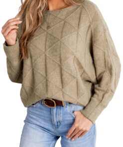 CUPSHE Pull décontracté à col bateau doux pour femme - Automne 2024 - Manches longues chauve-sourire en promo