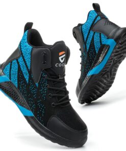 COOU Chaussures de Sécurité Respirantes pour Hommes et Femmes Chaussures de Travail Montantes avec Embout en Acier Prote