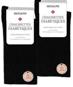 Chaussettes diabétiques Occulto Femme lot de 10 modèle Julia utilisées en maison et en voyage - respirantes, anti-bactér