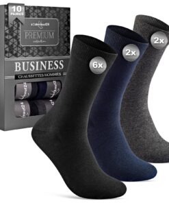 Chaussettes Homme Business Confortable Coton Noir Gris BleuOEKO-TEX STANDARD 100 Lot de 10