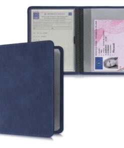 Porte-permis simili nubuck noir avec compartiments pour carte grise et passeport - Étui de protection pour conducteur