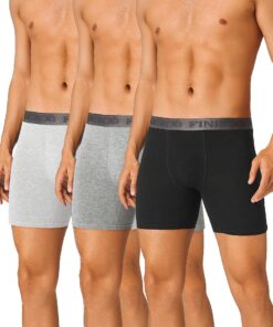 FINETOO Boxer Homme Coton Lot de 3 Pas d'étiquette Qui Gratte Global Recycled Standard