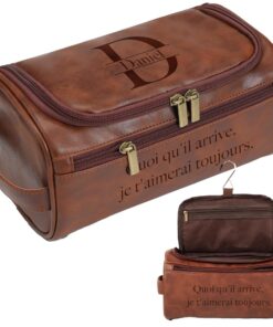 Trousse de Toilettage EasyCosy Homme personnalisable - Cadeau Noël homme - Organisateur de toilette en cuir pour voyage