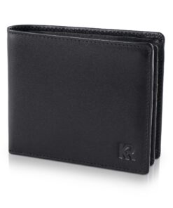 KRONIFY Portefeuille Homme Cuir Veritable Protection RFIDavec Boîte Cadeau Nappa Noir