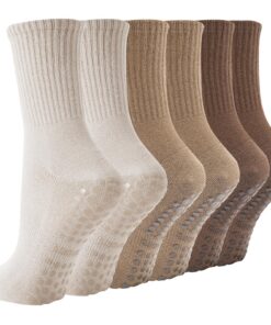 Chaussettes BISOUSOX Anti-dérapantes Yoga Pilates pour Femme Enceinte Fitness Gym Hospital Running Randonnée 3 Paires Ta
