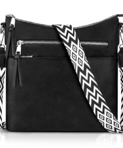 LUROON Sac Bandoulière Femme Léger, With Bretelles Réglables & Multi-poches, Sac en Cuir PU pour Travail Voyage École