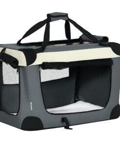 PawHut Panier de transport pour animal de compagnie ouverture supérieure Gris Noir PawHut Panier de transport pour ani
