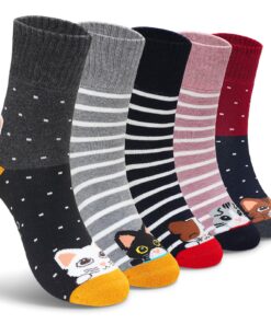 Chaussettes chaudes hiver PUTUO pour femme: thermiques avec motif animal, taille 39-42, 5 paires