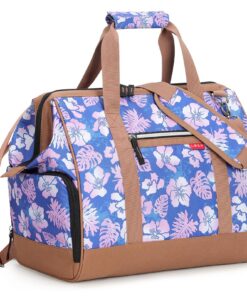 Sac de week-end Lekesky Jungle Rose Bleu – Grande capacité 33L, ouverture sur le dessus, sac à dos tout-en-un pour voyag
