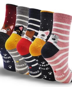 Chaussettes LOFIR Fantaisie Filles Modèle Animal Motif Soquettes Chat Chien 5 Paires pour Enfants Émouvantes et Amusante
