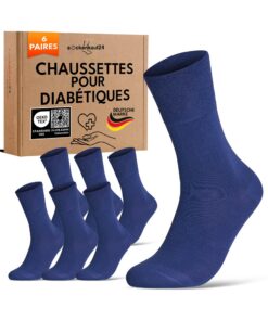 Chaussettes diabétiques homme femme 97% coton sans élastiquage & sans couture lot de 6 paires SOCKENKAUF24