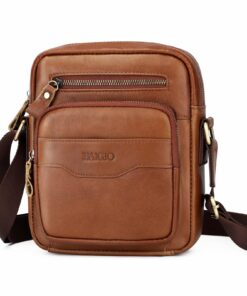 Sac en Cuir BAIGIO pour Homme - Petite Sacoche de Messager Vintage pour iPad et Tablettes Moderne Bandoulière Sac en C
