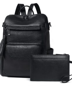 Sac à dos Shrrie 15,6 pouces pour femme en cuir végan avec résistance à l'eau et grande capacité pour ordinateur portabl