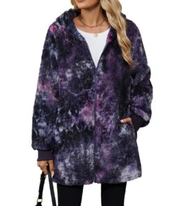 Yanekop Veste polaire longue en polaire pour femme champêtre - Élégante et douillette (E violet foncé, XL), E Violet fon