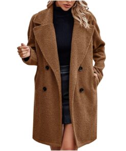 Sostenstone Manteau Femme Laine Mélangée Chic Hiver Manteau Chic Femmes Manches Longues En Laine Cardigan Blouson Automn