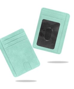 Conisy Portefeuille Mince pour Femme Chic et Économique en Cuir Vert Mentheavec Poche Frontale Minimaliste et Sécurité R
