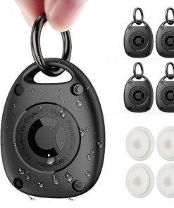 titre SEO optimisé : AirTag Lot de 4 étuis étanches IPX8 ultra compacts pour accessoires de chien et bagages - Noir