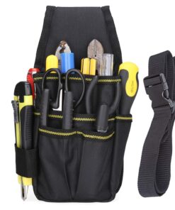 BAIGIO Sac de Ceinture à Outils en Tissu Oxford Noir - Pochette Multi-Poches pour Artisans, Réparations Maison & Bricola
