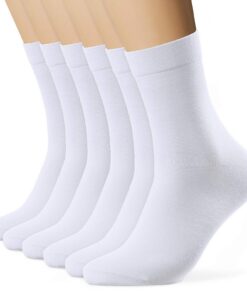 Émissions Chaussettes de Sport Homme Noir Blanc, Chaussettes de Sport Femme Classiques Lot de 6 Paires de Chaussettes en