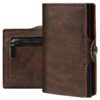 ANKENGS Portefeuille Homme Slim avec Pince à Billets et Compartiment à Monnaie - Porte Cartes Mini Brun