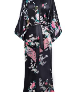 BANEYOND Kimono à imprimé paon pour femme - Robe de mariée - Peignoir pour événements - 135 cm
