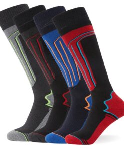 Chaussettes de ski thermiques FM London lot de 4 - Coupe ergonomique - Hommes et Femmes - Confort pendant l'activité