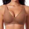Titre SEO optimisé : Soutien-Gorge Ganado Push Up Femme sans Armature Col En V ProfondSans Coutures Classique Brasière