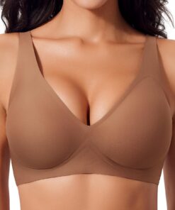 Titre SEO optimisé : Soutien-Gorge Ganado Push Up Femme sans Armature Col En V ProfondSans Coutures Classique Brasière