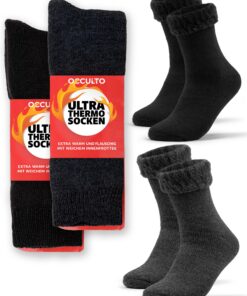 Occulto Chaussettes Thermiques Femme & Homme Lot de 2 (modèle: Yuki) - Chauffent et Comfortables pour Hiver - Convient a