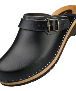 Sabots d'été en bois APREGGIO Homme - Clogs ergonomiques en cuir - Sabots de jardin pratiques - Taille 40/46 EU