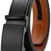 CHAOREN Buckley Ceinture automatique en cuir pour homme affaires - Noir, 35mm, sans trous, ajustable, Taille