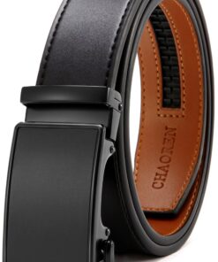 CHAOREN Buckley Ceinture automatique en cuir pour homme affaires - Noir, 35mm, sans trous, ajustable, Taille