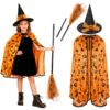 Beipegin Déguisement Citrouille Enfant Halloween, Cape Halloween Enfant 3 Pièces, Perfect pour Cosplay et Fête de Carnav