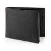 Portefeuille Kronify Homme Protection RFID Cuir Véritable Nappa Noir - 13 Portes Cartes Poche Glissière Pièces
