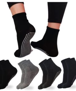 DIVABONNA 4 Paires de Chaussettes Antidérapantes pour Femmes et Hommes - Chaussettes de Fitness poured les Activités de
