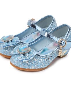 Chaussures de Princesse Reine des Neiges Elsa Anna Hauts Talons Paillettes Halloween Noël Anniversaire Cosplay